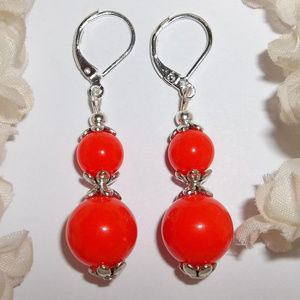 Colorful Earring Set Orange & Silver Drop NWT4694